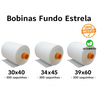 Bobina Fundo Estrela 300 Sacos – 30x40 / 34x45 / 39x60 – Uso Alimentício em Oferta na Shopee