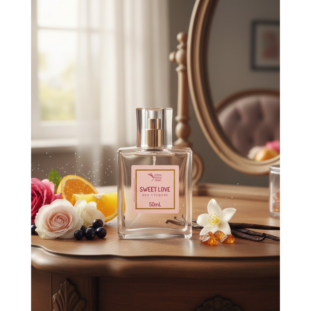Deo Colônia Sweet Love  - Notas Florais e Frutadas - Feminino - Brascare - 50 mL