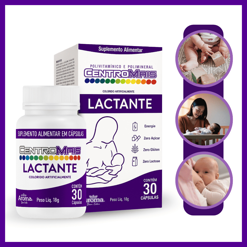 Centromais Lactante 30 Cápsulas Suporte Nutricional Pós-Parto e Aleitamento 19 Nutrientes Essenciais