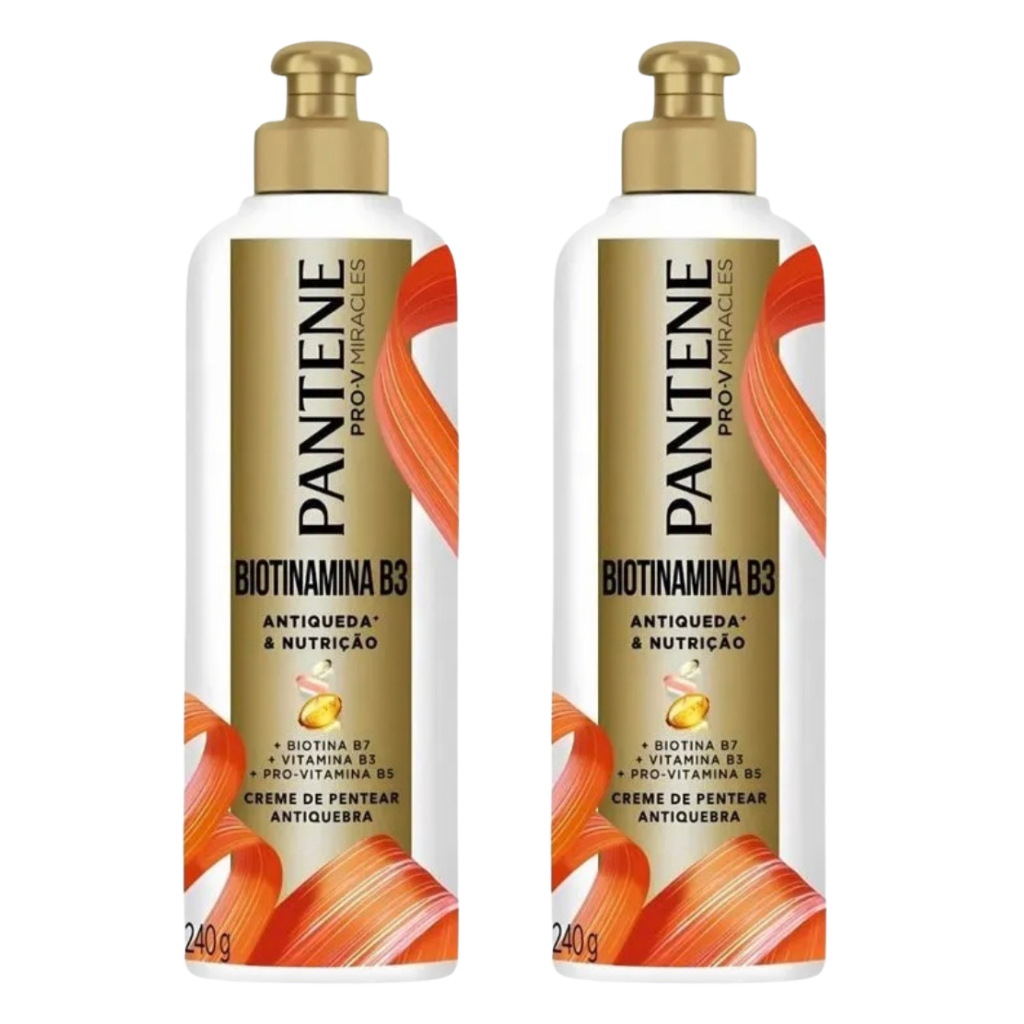 Kit c/2 Creme de Pentear Pantene Antiquebra Biotinamina B3 240g