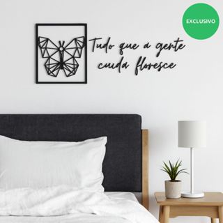 Frase Decorativa de Parede Tudo que a gente cuida, floresce MDF 3mm Preto em Oferta na Shopee