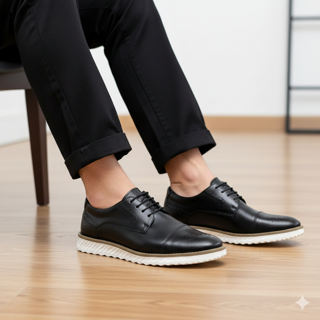 Sapato Social Oxford Masculino Confortável Casual Elegante Esporte Fino Couro Solado Borracha de Amarrar