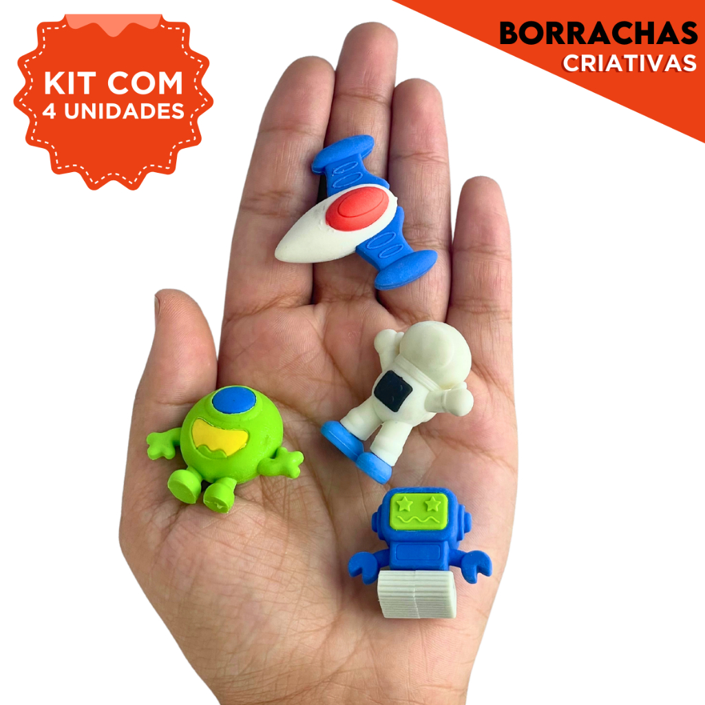 Kit Borrachas Criativas Infantil Coloridas Temática Para Crianças Estudar e Brincar - CH