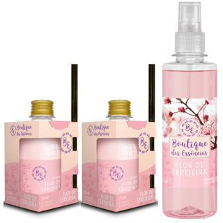KIT CHEIRINHO FLOR DE CEREJEIRA - 2 Difusores 250ml com varetas + 1 Spray 250ml em Oferta na Shopee