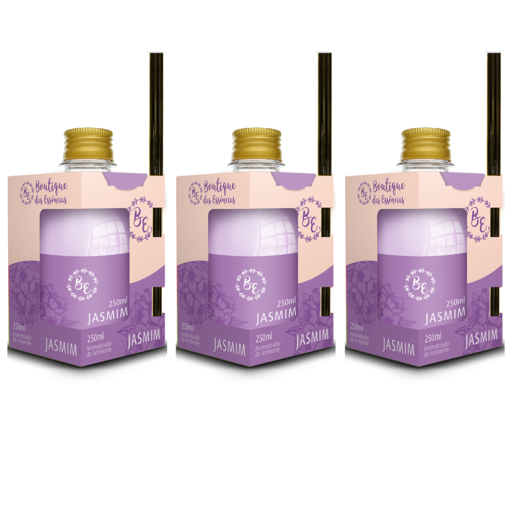 3 Difusor de ambiente Cheirinho 250ml Boutique jasmim
