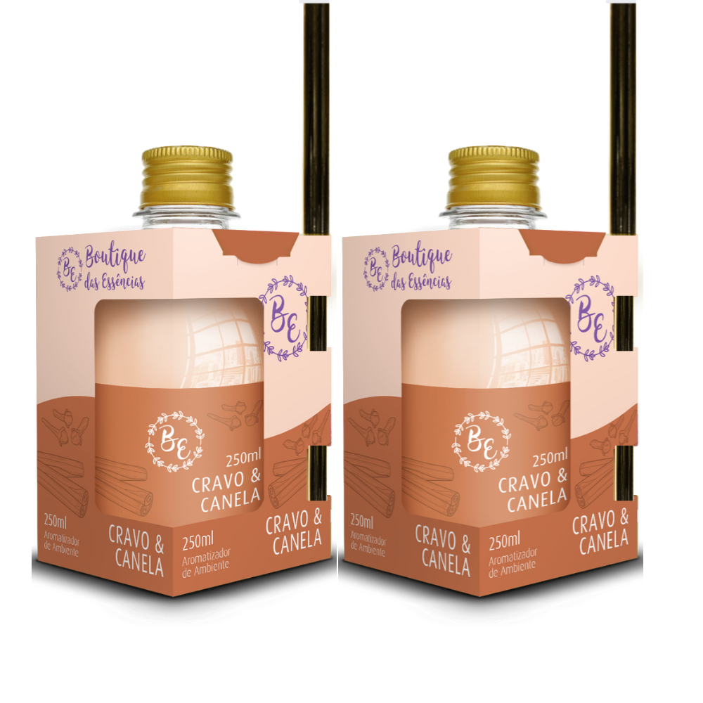 2 Difusor de ambiente Cheirinho 250ml Boutique Cravo E Canela