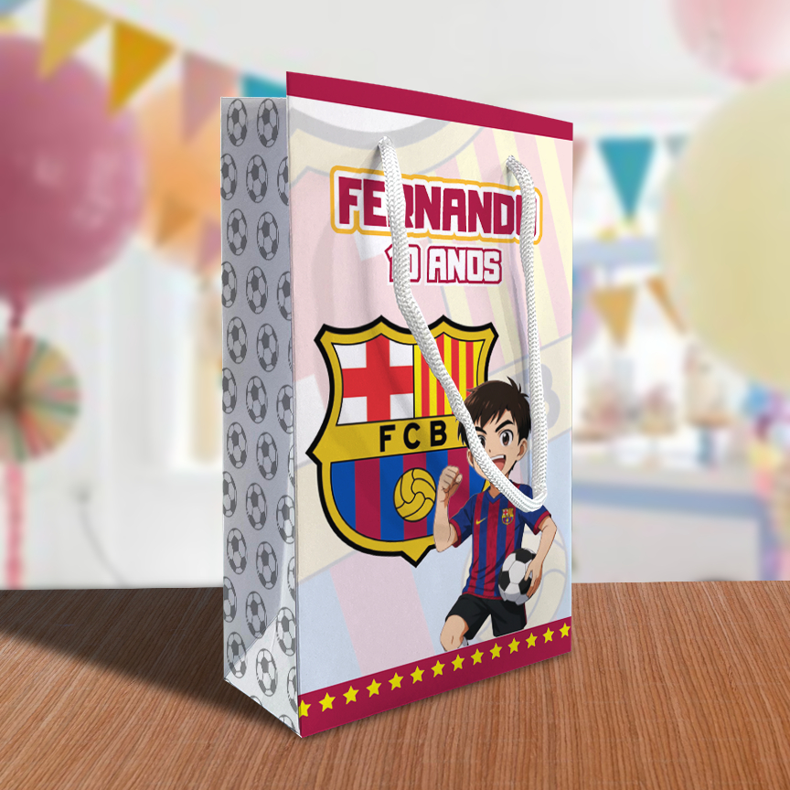 Sacolinha Barcelona Personalizada Festa Lembrancinha Kit Festa Futebol Sacola