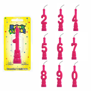 VELA NUMERO ROSA - C/1 UNIDADE em Oferta na Shopee
