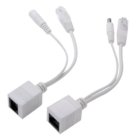 Par Cabo Adaptador Injetor Poe Rj45 Macho E Fêmea Separador Camera Switch Telefone Voip