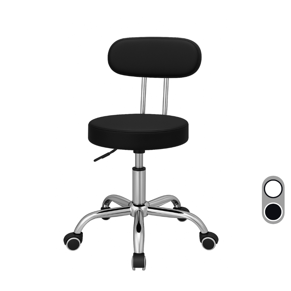 Cadeira Pop Mocho Com Encosto Giratório Massagista Manicure Esteticista Plus Evolux