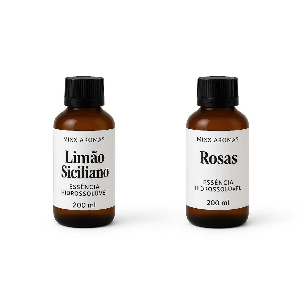 KIT 2 ESSENCIA HIDROSSOLUVEL LIMAO SICILIANO E ROSAS 200ML CADA IDEAL HOME SPRAY AGUA PERFUMADA