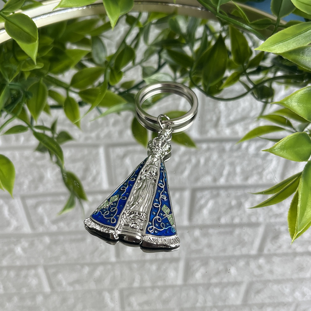 Chaveiro de Nossa Senhora Aparecida - Prata e Azul
