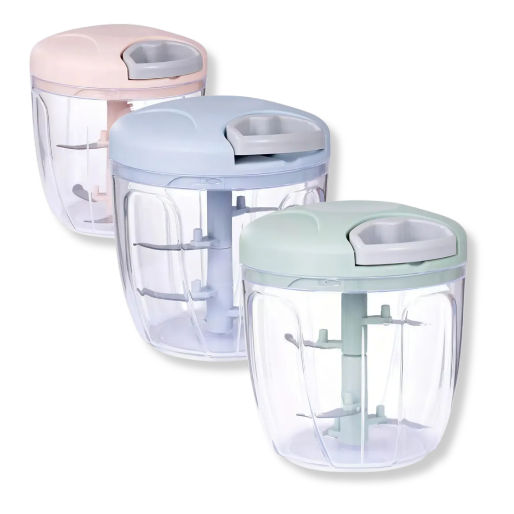 Processador Manual Triturador de Alimentos 900ml 5 Lâminas Prático Cozinha Variedade Rosa Verde Azul em Oferta na Shopee