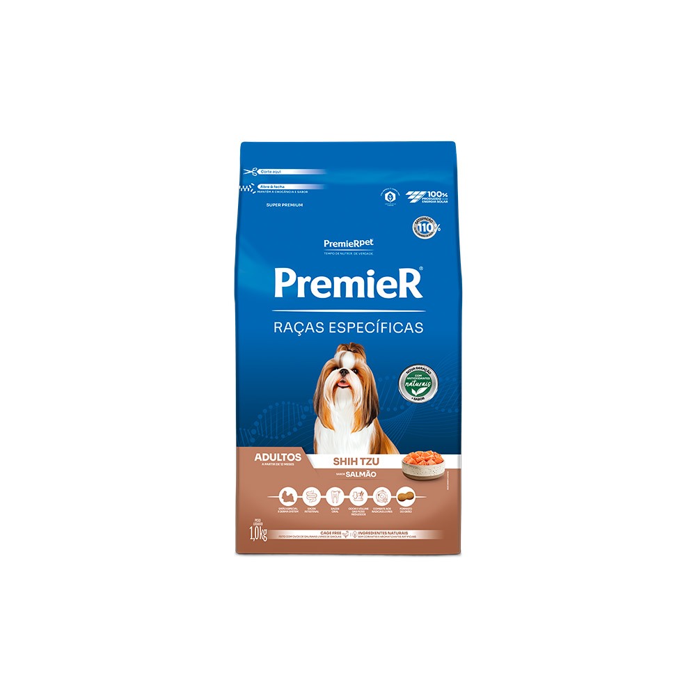 Ração para cães adultos porte pequeno Premier Raças Específicas Shih Tzu sabor salmão - 2,5kg