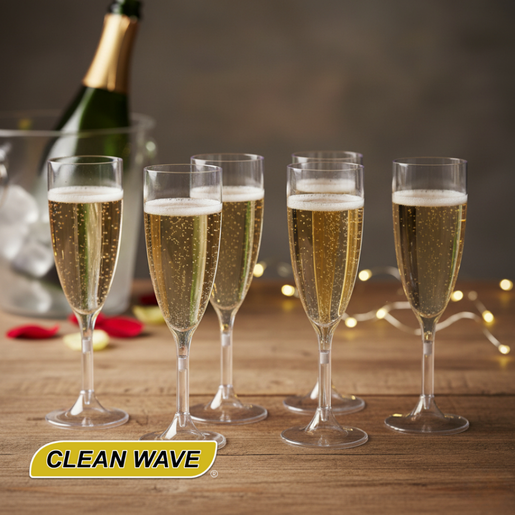 Kit 40 Taças Champanhe Acrílica Descartável - Champagne, Festas, Eventos, Casamentos