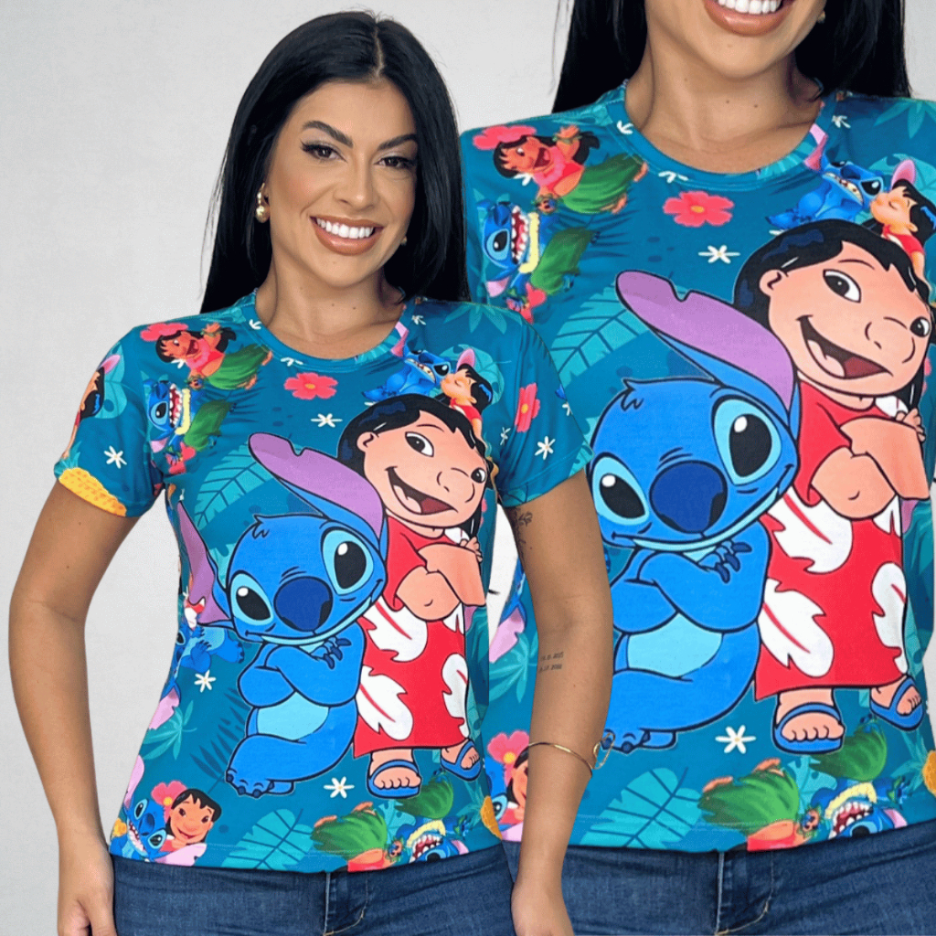 Tshirt Blusa BabyLook Camiseta feminina premium - Lilo e Sticht em Oferta na Shopee