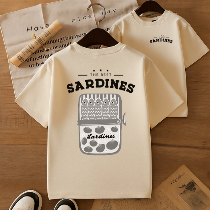 Camiseta T-Shirt Básica Sardines Sardinha Estiloso Blusa Unissex Tendência Verão Modelo Lançamento Envio Rápido