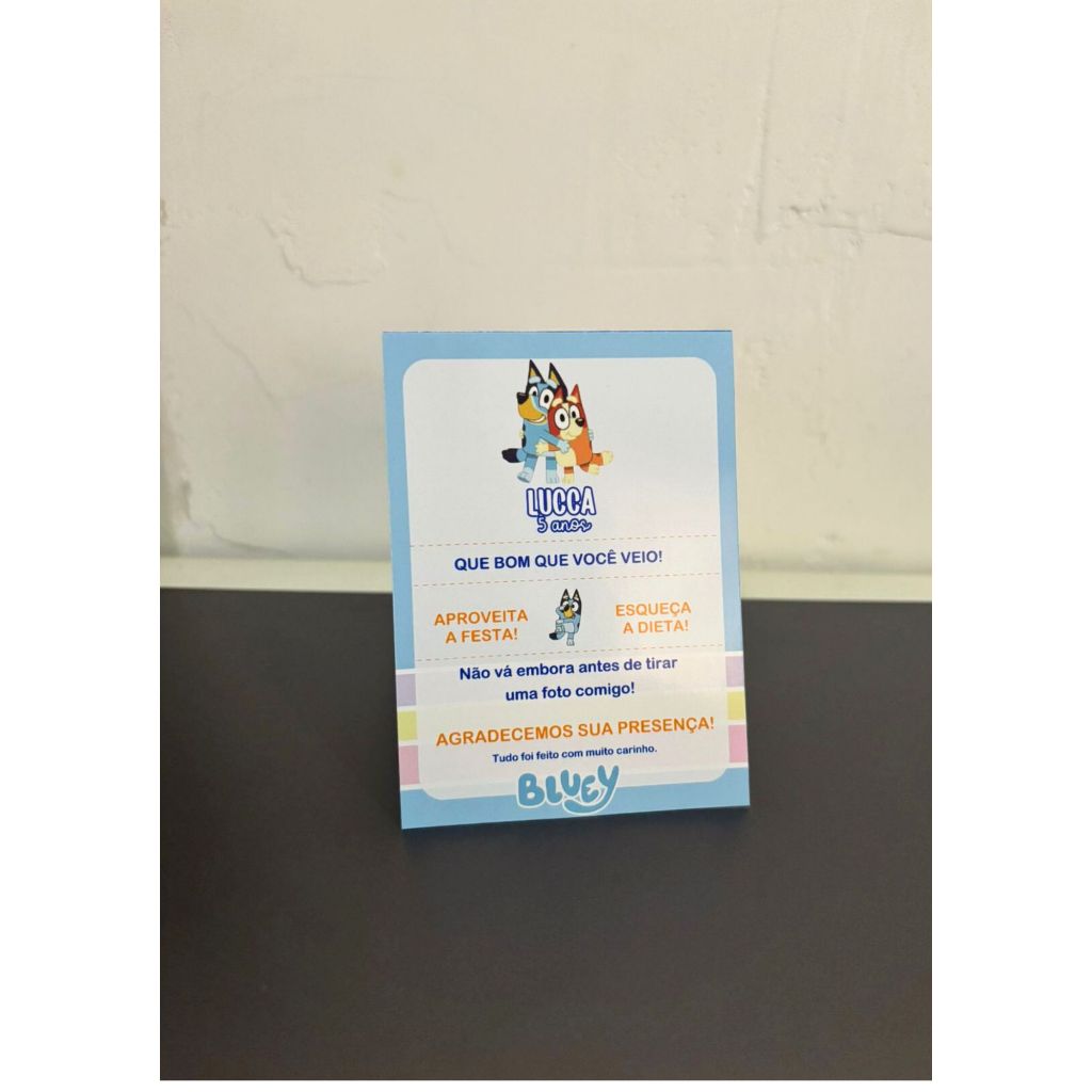 CENTRO DE MESA PLAQUINHA BLUEY - Personalizado | Enfeite Plaquinha | Decoração Festa