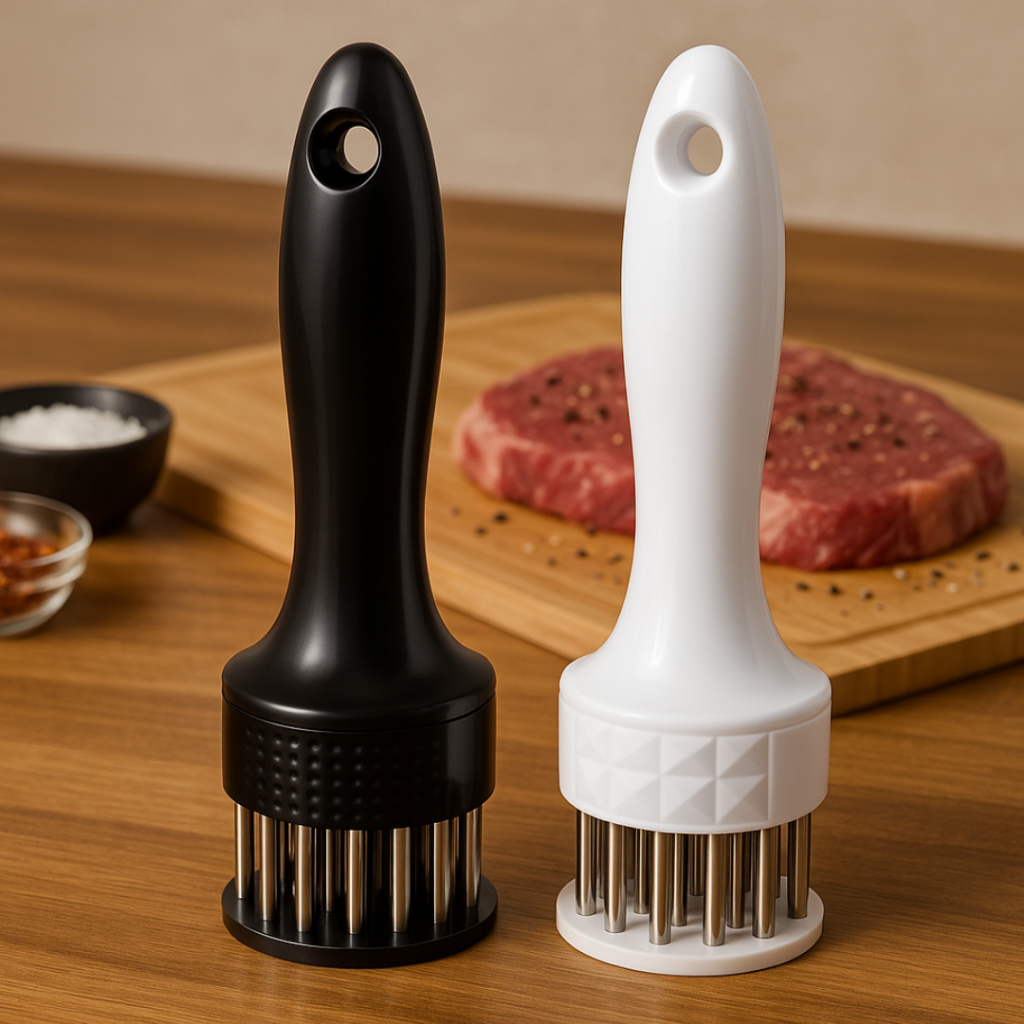 Amaciador de Carne Agulhas Aço Inox Tenderizador Martelo Manual Bife Churrasco Batedor Relevo