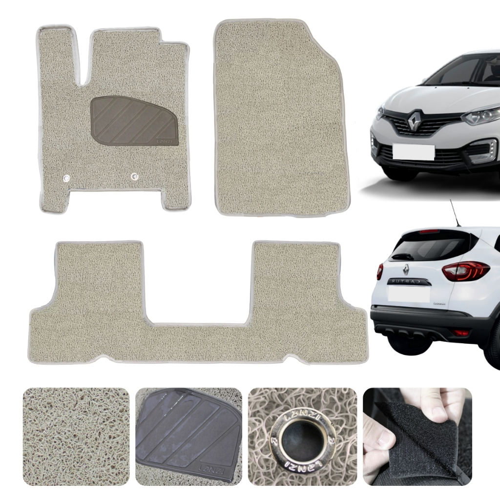 Tapete de carro para Captur Iconic Todos anos e Modelos Capacho Bege Traseiro In