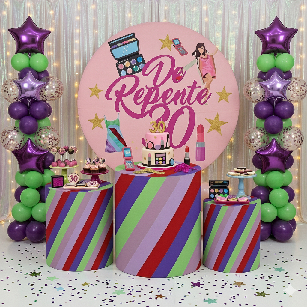 Lançamento Kit Festa Capas Painel + Cilindros Decoração Aniversário De Repente 30 Anos em Oferta na Shopee
