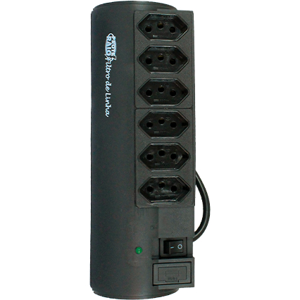 Filtro De Linha 6 Tomadas Bivolt  - Pw Cor Preto 127V/220V