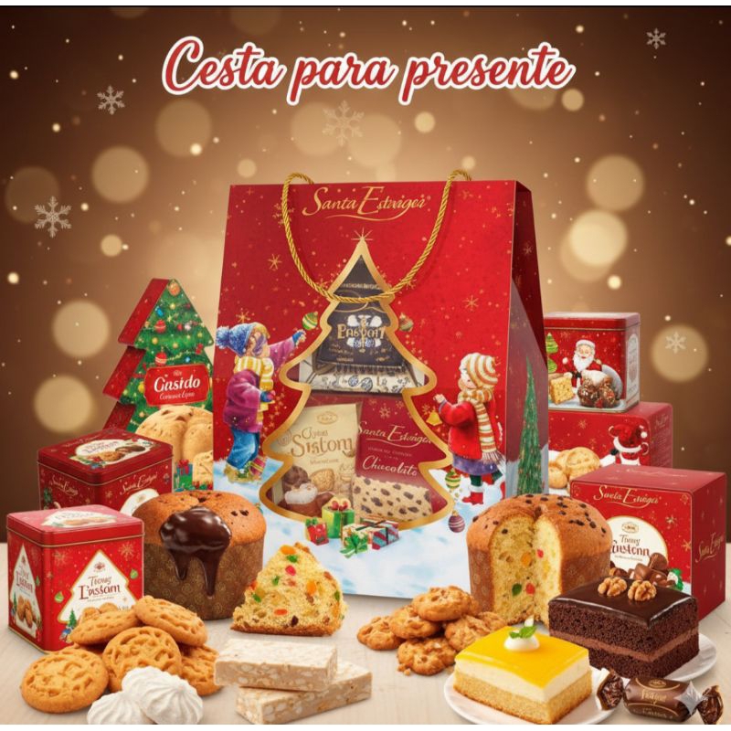 Cesta de Natal Santa Edwiges 1,08kg - Kit Magia Natalino Premium
