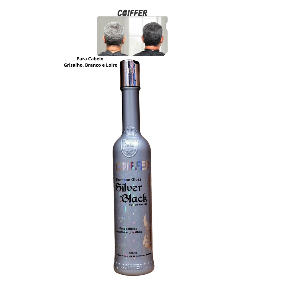 Matizador Gloss Silver Black Para Cabelos Grisalhos e Brancos Coiffer 300ml