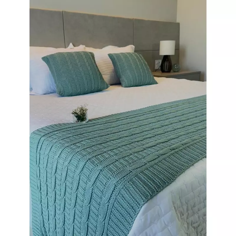 Kit Manta Peseira em Tricot Trança para Cama Casal Queen King — foto 8