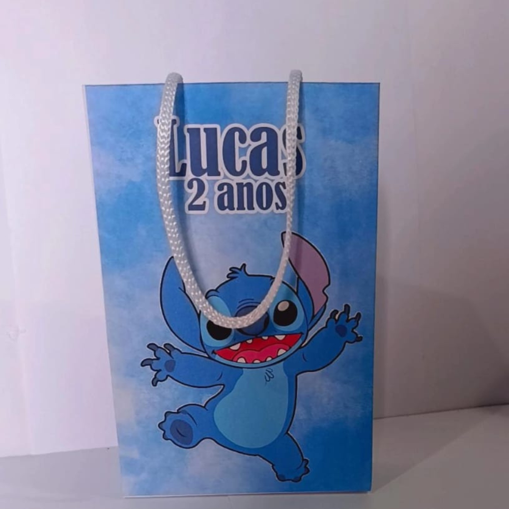 Sacolinha Surpresa Stitch Menino Personalizada  Lembrancinhas de Aniversário - PEGUE E MONTE