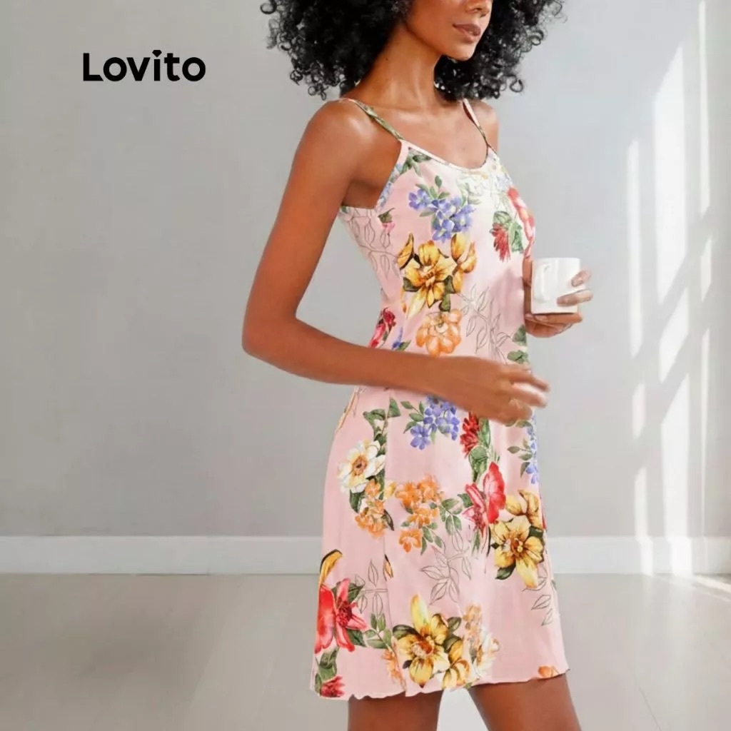 Lovito Camisola Feminina de Alça fina Estampa Tropical DRB592BRL622 em Oferta na Shopee