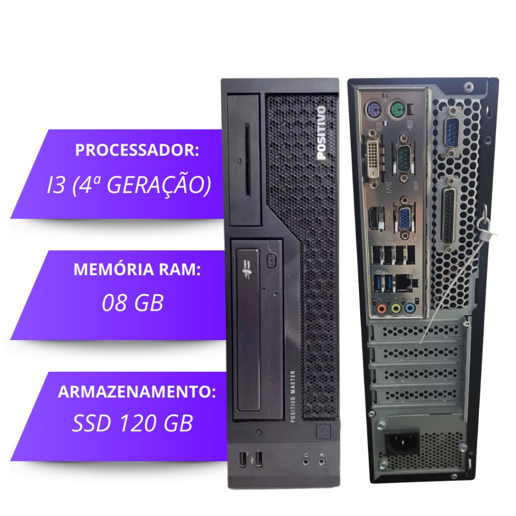PC Desktop Positivo Master i3 l 4ªth I 8 gb I ssd 120 gb I Para trabalho & estudos