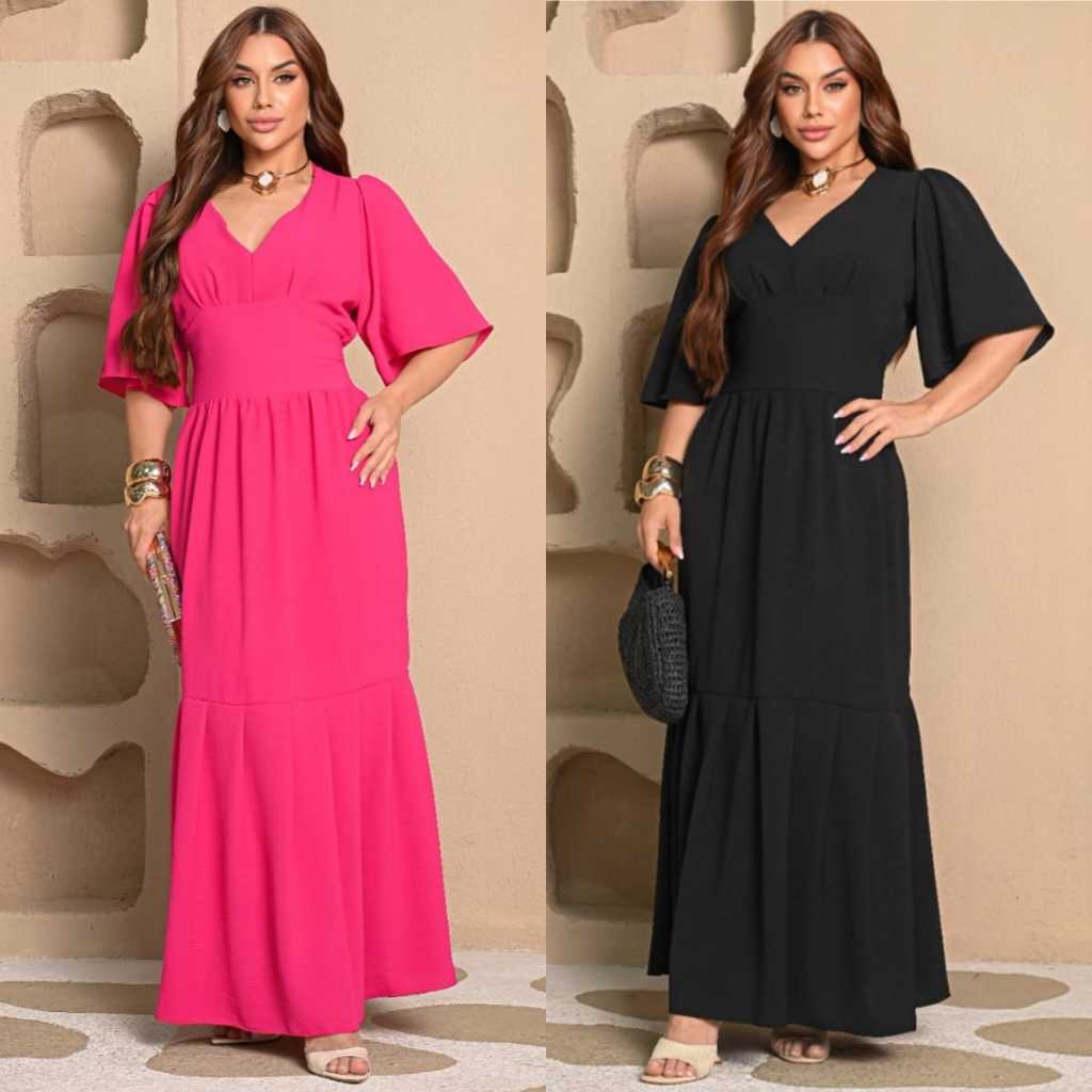 Kit 2 Vestido Feminino Longo Versátil Confortável Elegante Casual Moda Evangélica Leve Fresquinho Prático