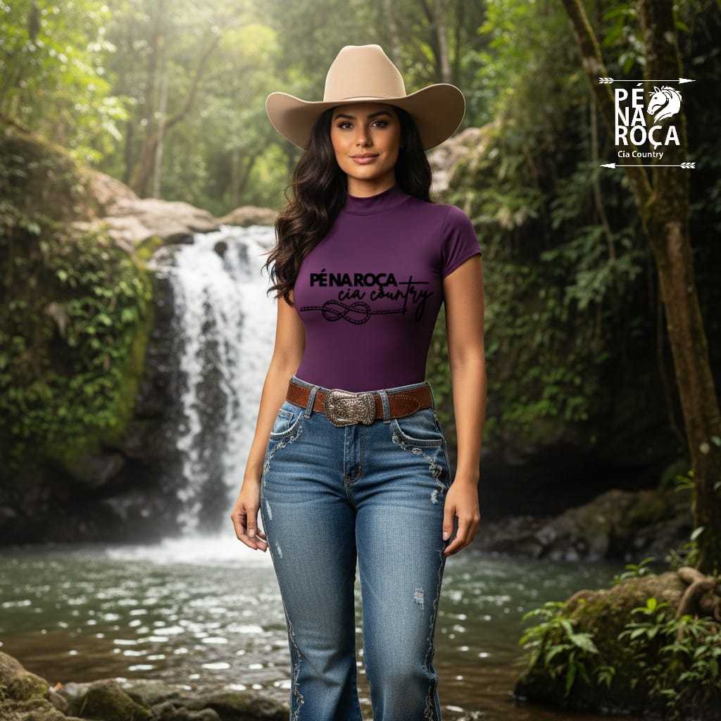 Pé na Roça Cia Country Body UV GOLA ALTA MANGA CURTA com proteção solar cavalgada rodeio PNR807