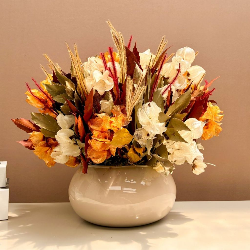 Arranjo no Vaso Nude com Mix de Flores Desidratadas Terracota