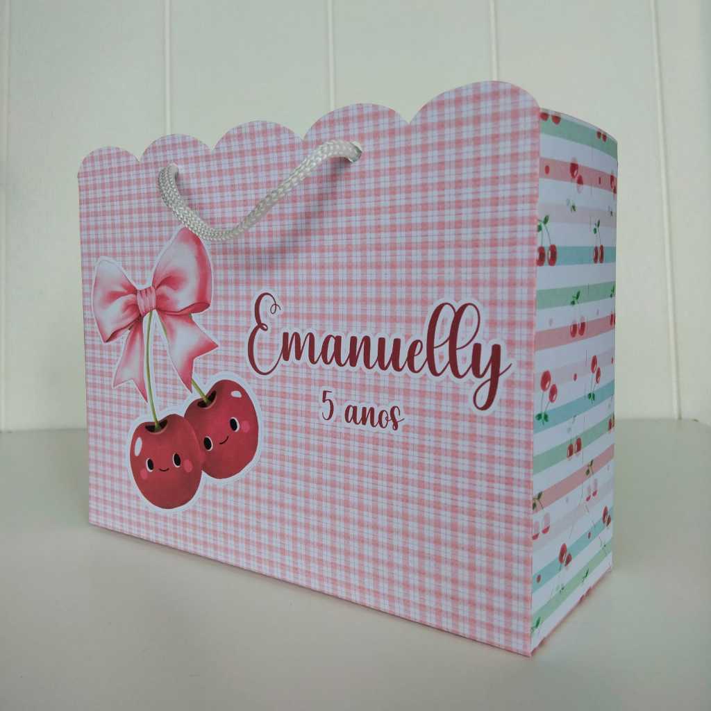 Sacolinha Personalizada para Lembrancinha Cerejinha | PEGUE E MONTE | Mimos| Aniversário Cerejinha