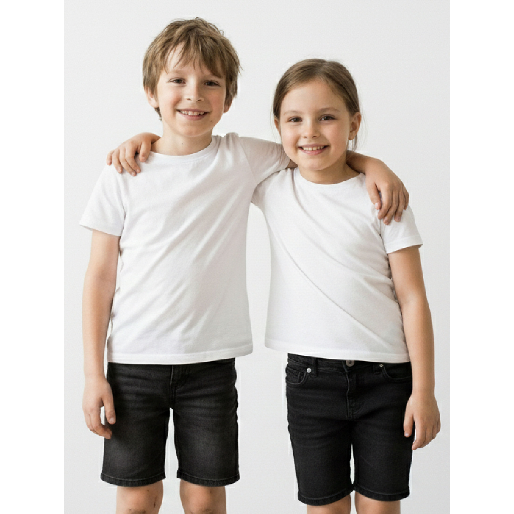 Camisa Infantil Branca 100% Poliéster para Sublimação | Tamanhos 1 ao 10 | Ideal para Estampar