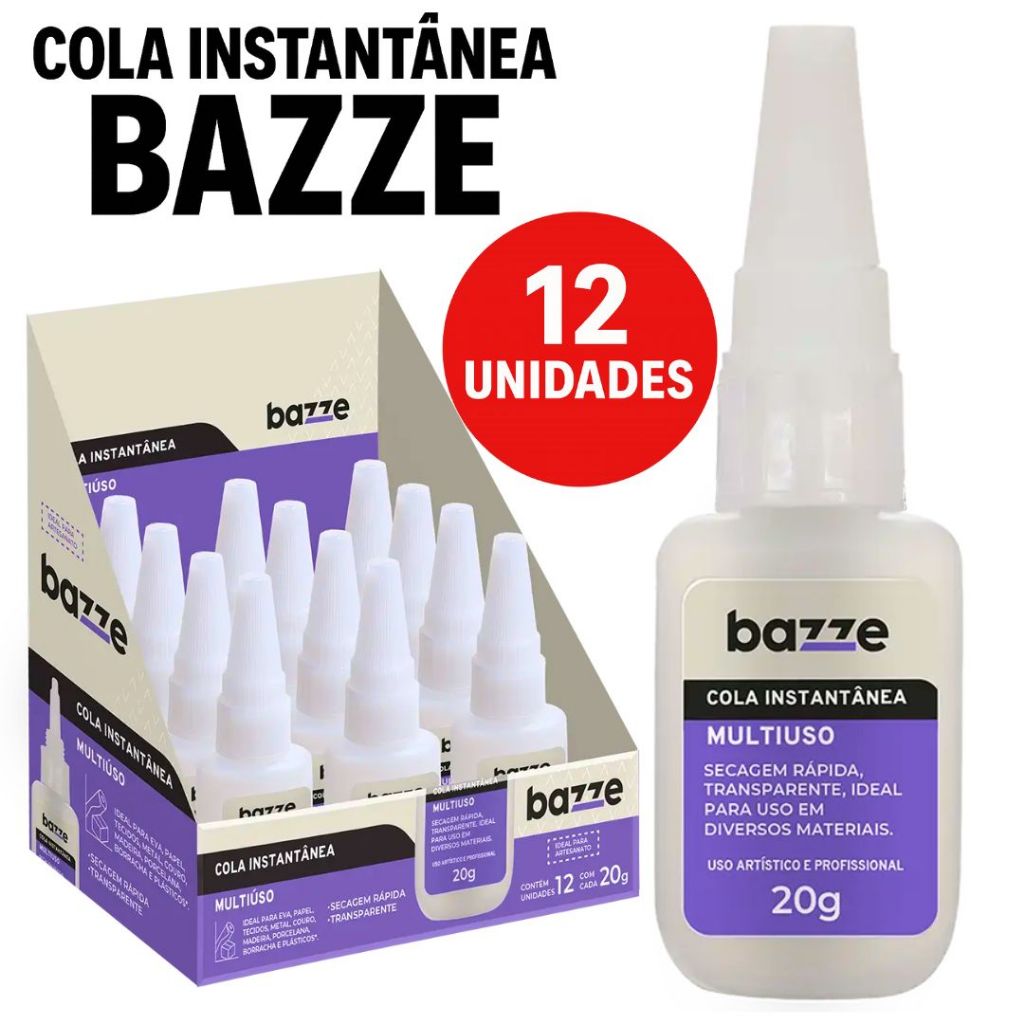 Kit 12 Cola Instantânea Adesivo Multiuso Para Madeira/Plástico/Metal/ Borracha/ Unha Postiça Pedraria