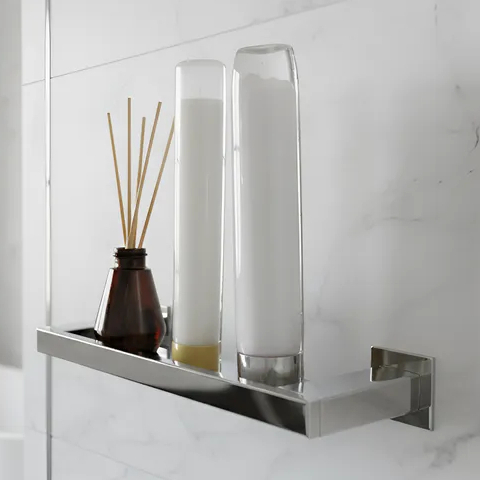 Porta Shampoo Banheiro 30cm Inox 304 Suporte de Shampoo Lavabo Parede Prateleira Linha Infinity