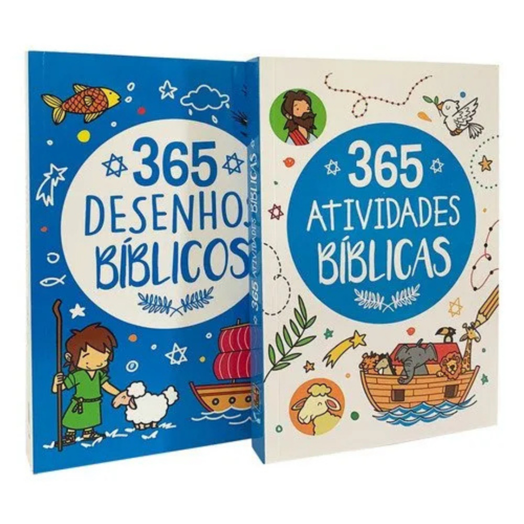 Kit  com 2 Livros 365 Desenhos Bíblicos + 365 Atividades Bíblicas | Pé da Letra | PÉ DA LETRA em Oferta na Shopee