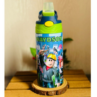 Garrafa térmica roblox | Garrafinha infantil bico de silicone | Garrafa roblox personalizada