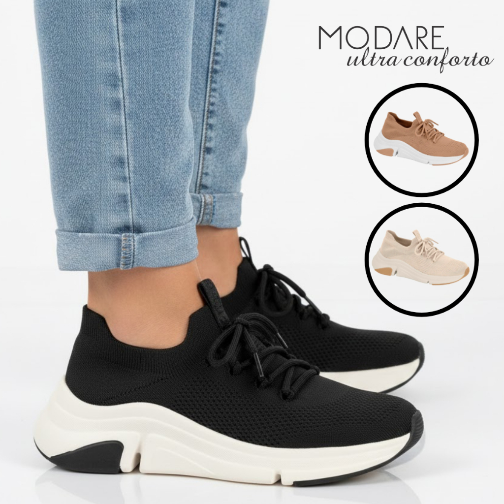 Tênis Modare Feminino Casual Ortopédico UltraConforto Elástico Calce Fácil Confortável Ori...