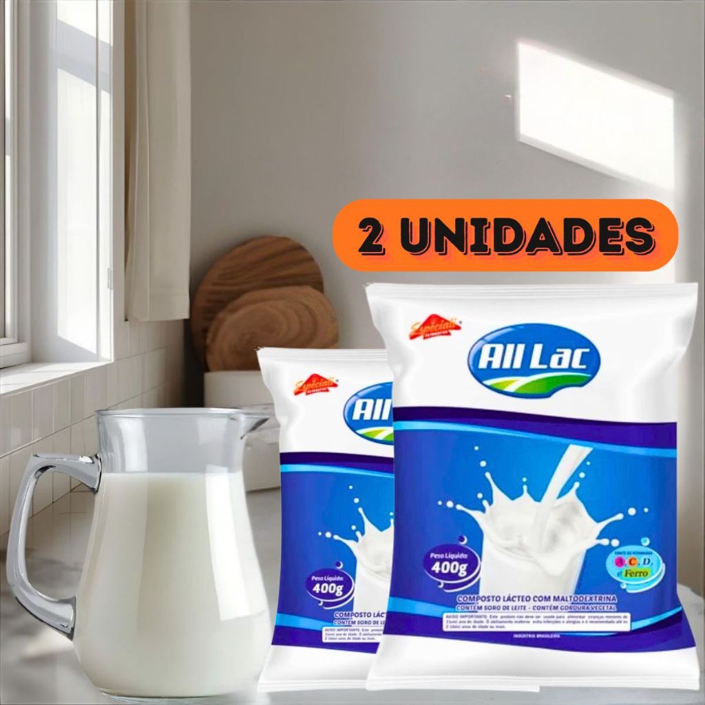 Leite Pó Composto Lácteo Sabor Leite Levemente Adocicado Vitaminas ACD e Ferro 2 Pacotes