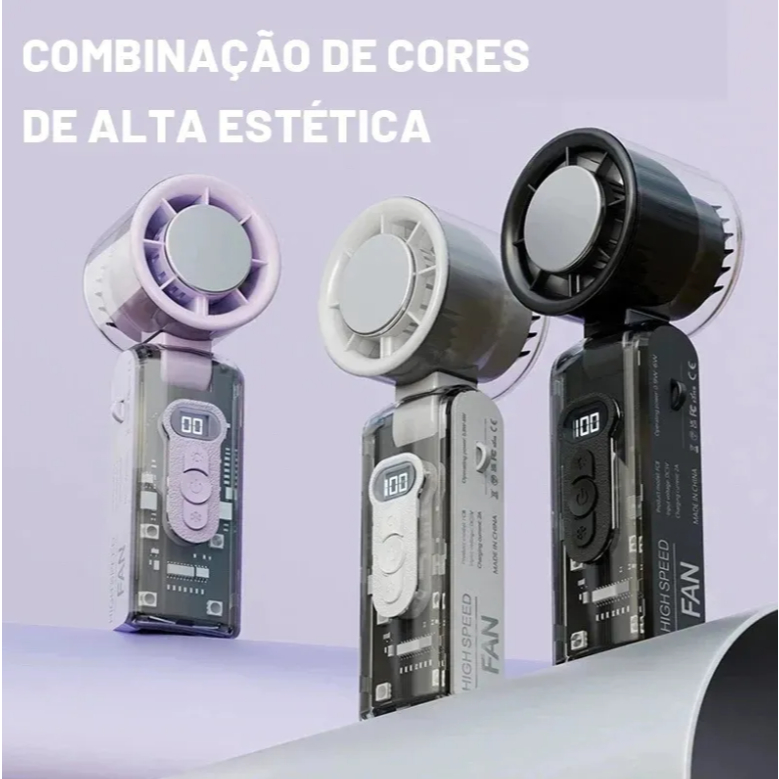 Mini Ventilador Portátil Dobrável Forte Silencioso Refresca Com Iluminação Led