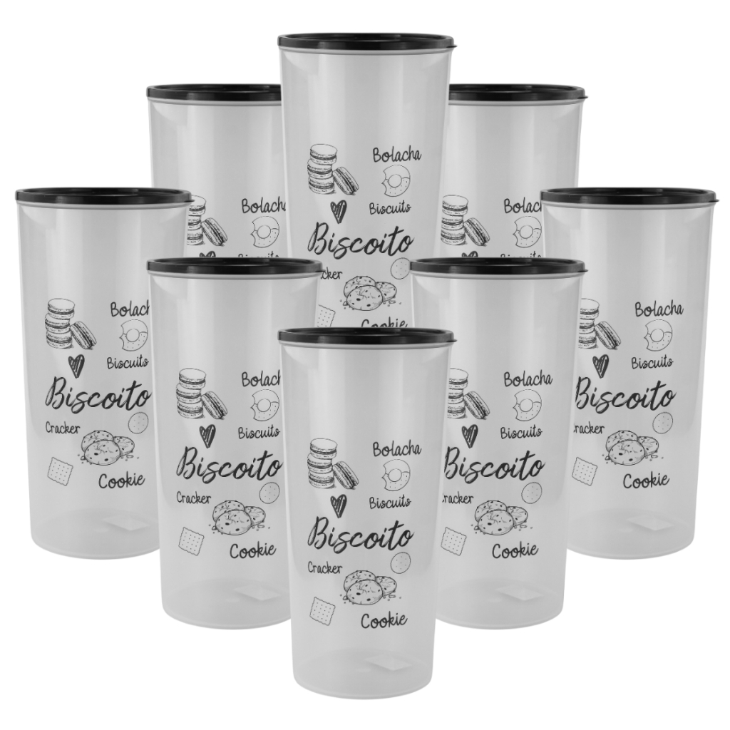 Kit 8 Peças Porta Mantimentos Transparente Cozinha Organizador Alimentos Plástico