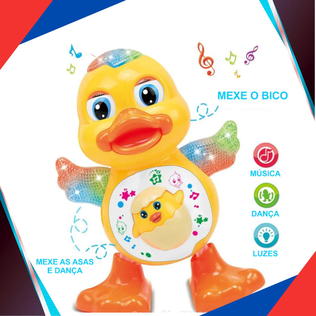 KIT 1/2 Brinquedos Patinho Pato Dançarino Musical Com Som Luz Infantil