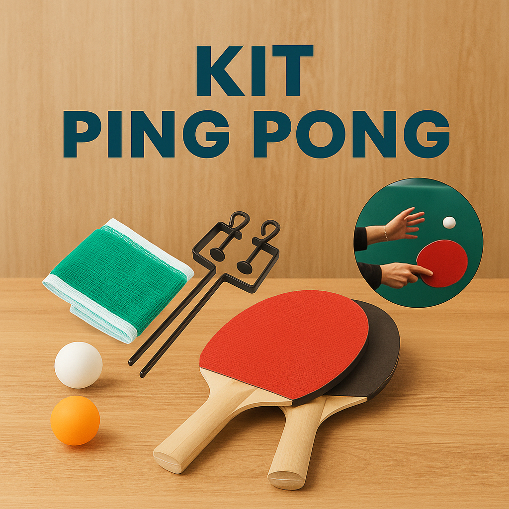 Kit Ping Pong Tênis De Mesa 2 Raquetes 3 Bolinhas Com Rede Tenis de mesa em Oferta na Shopee