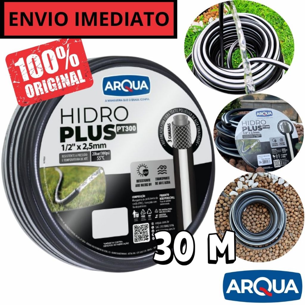 Mangueira Jardim ARQUA PT300 Alta Pressão 1/2'' Profissional Ultra Resistente 3 Camadas Trançada Pneumática em Oferta na Shopee