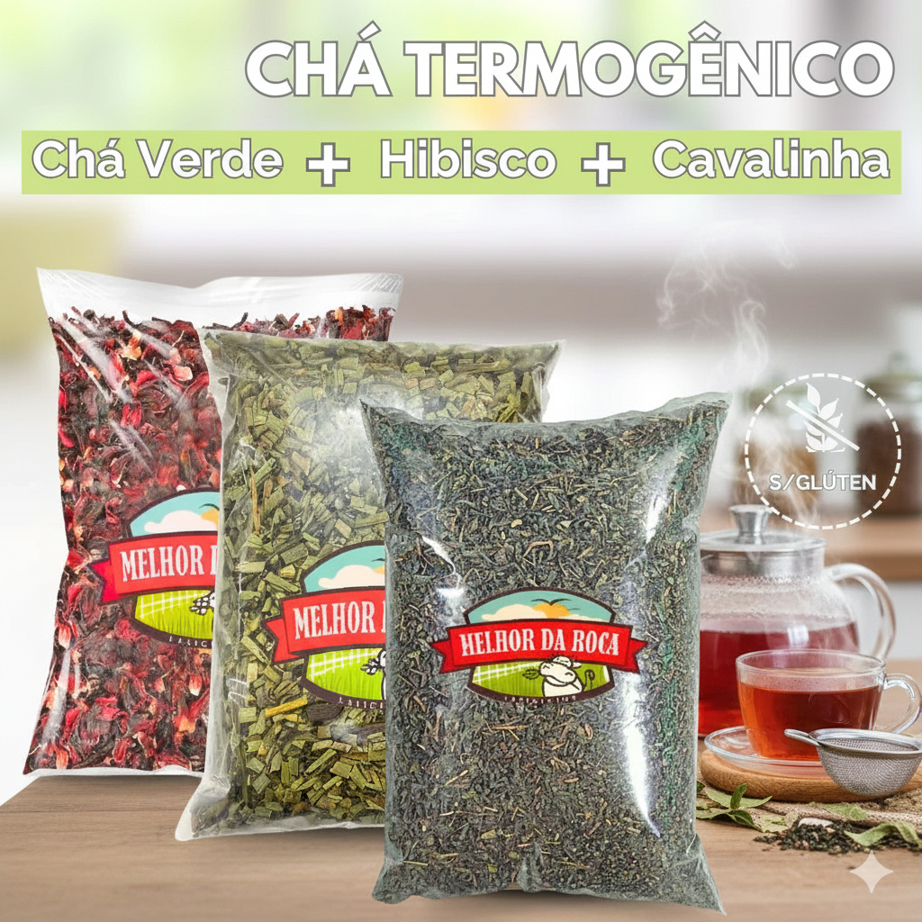 Kit Chá Hibisco Cavalinha Chá Verde | Ervas Naturais para Chá a Granel Premium