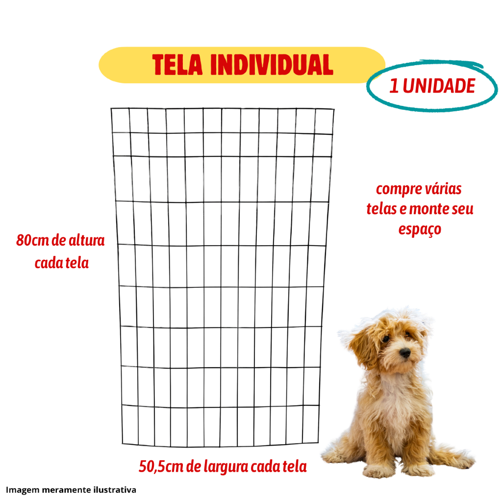 Cercado Tela Avulsa altura 80 cm Largura 50 cm cachorro Jardim  Cercadinho Pet Móvel